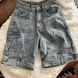 Aelfric Eden Denim Shorts with Blue Logo Patch